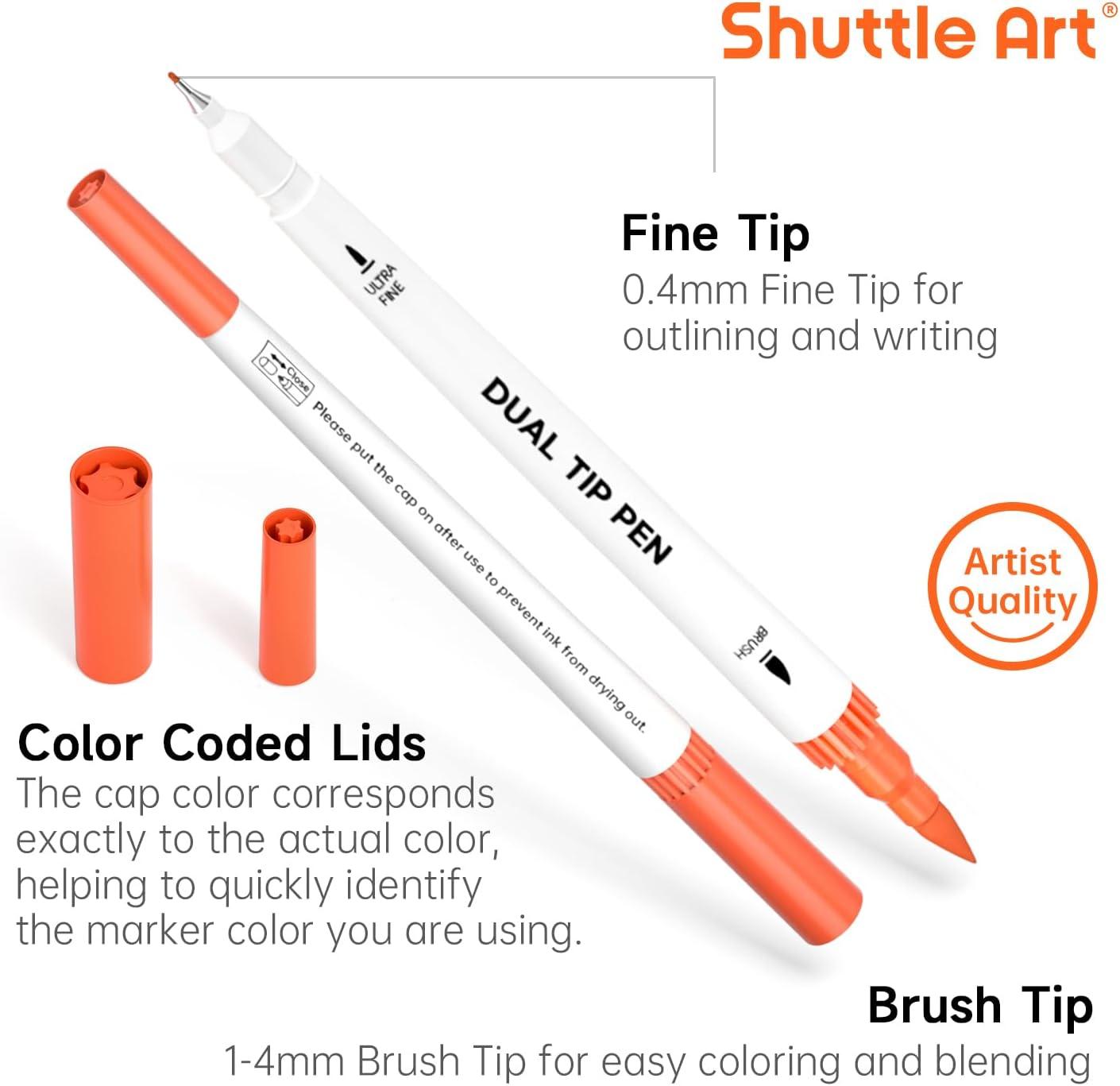 image120 Colors Dual Tip Brush Marker Pens with 1 Coloring Book Fineliner and Brush Dual Tip Markers Set Waterbased Ink Perfect for Kids Adult Artist Calligraphy Hand Lettering Journal Doodling Writing