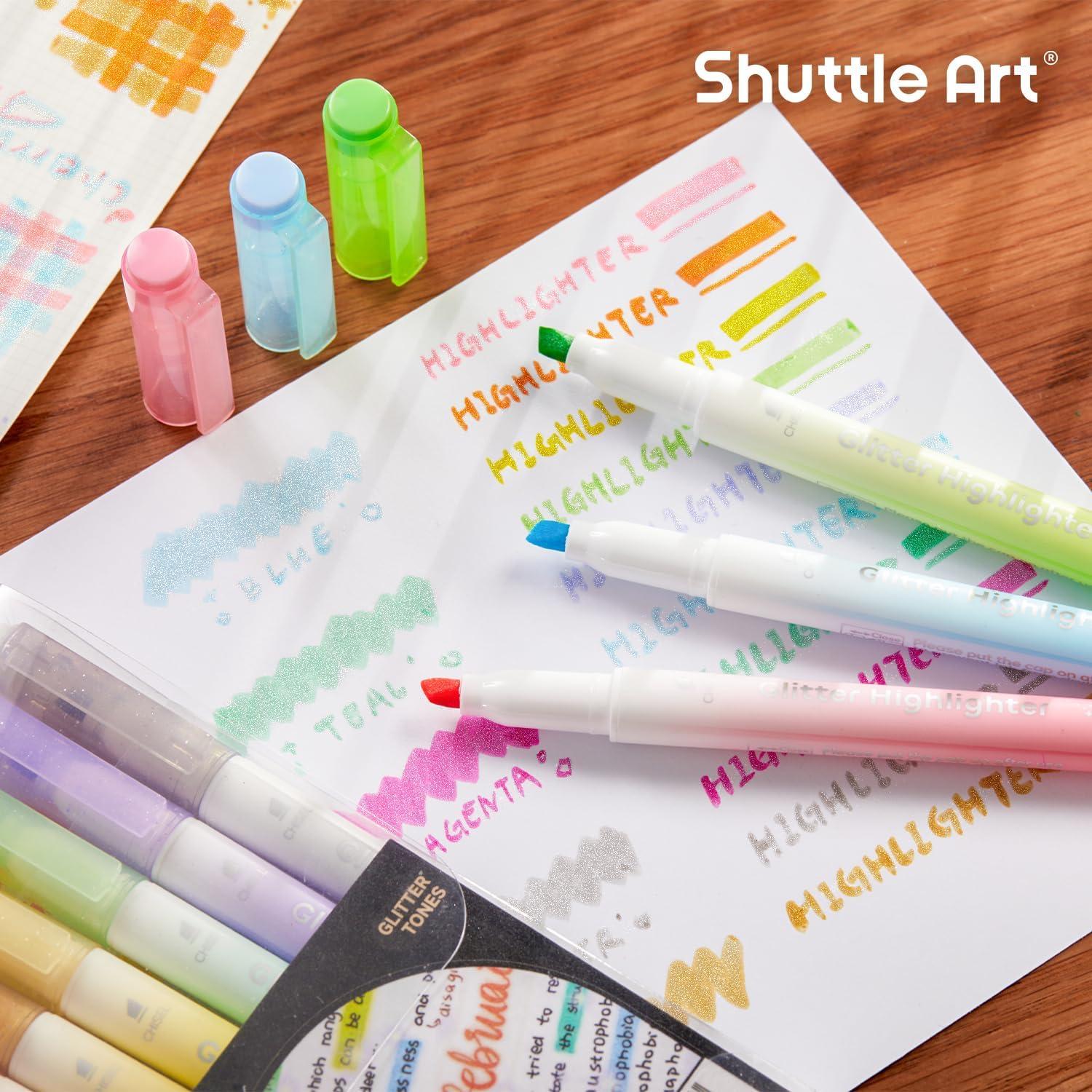 imageGlitter Highlighters Shuttle Art 10 Sparkle Colors Chisel Tip Fluorescent Markers QuickDry NonToxic Aesthetic Shimmer Highlighter Pens for Kids Teens Adults Perfect for School Office Art Supplies