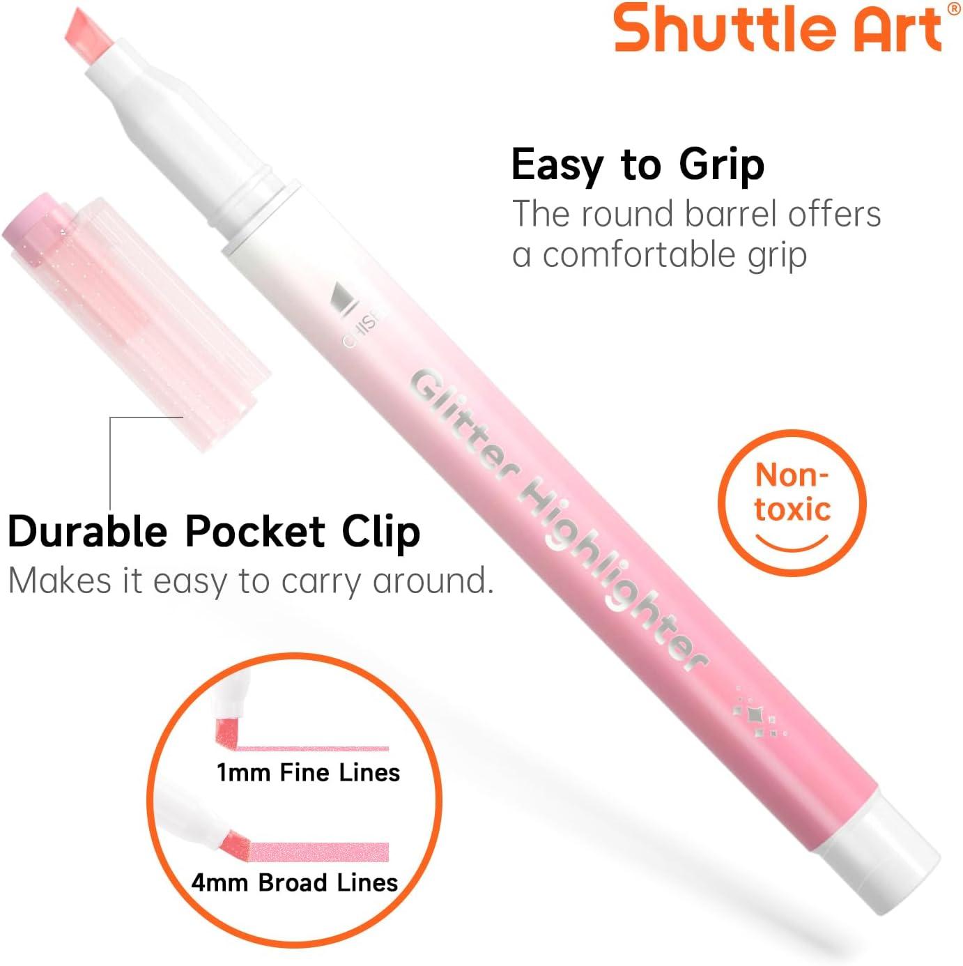 imageGlitter Highlighters Shuttle Art 10 Sparkle Colors Chisel Tip Fluorescent Markers QuickDry NonToxic Aesthetic Shimmer Highlighter Pens for Kids Teens Adults Perfect for School Office Art Supplies