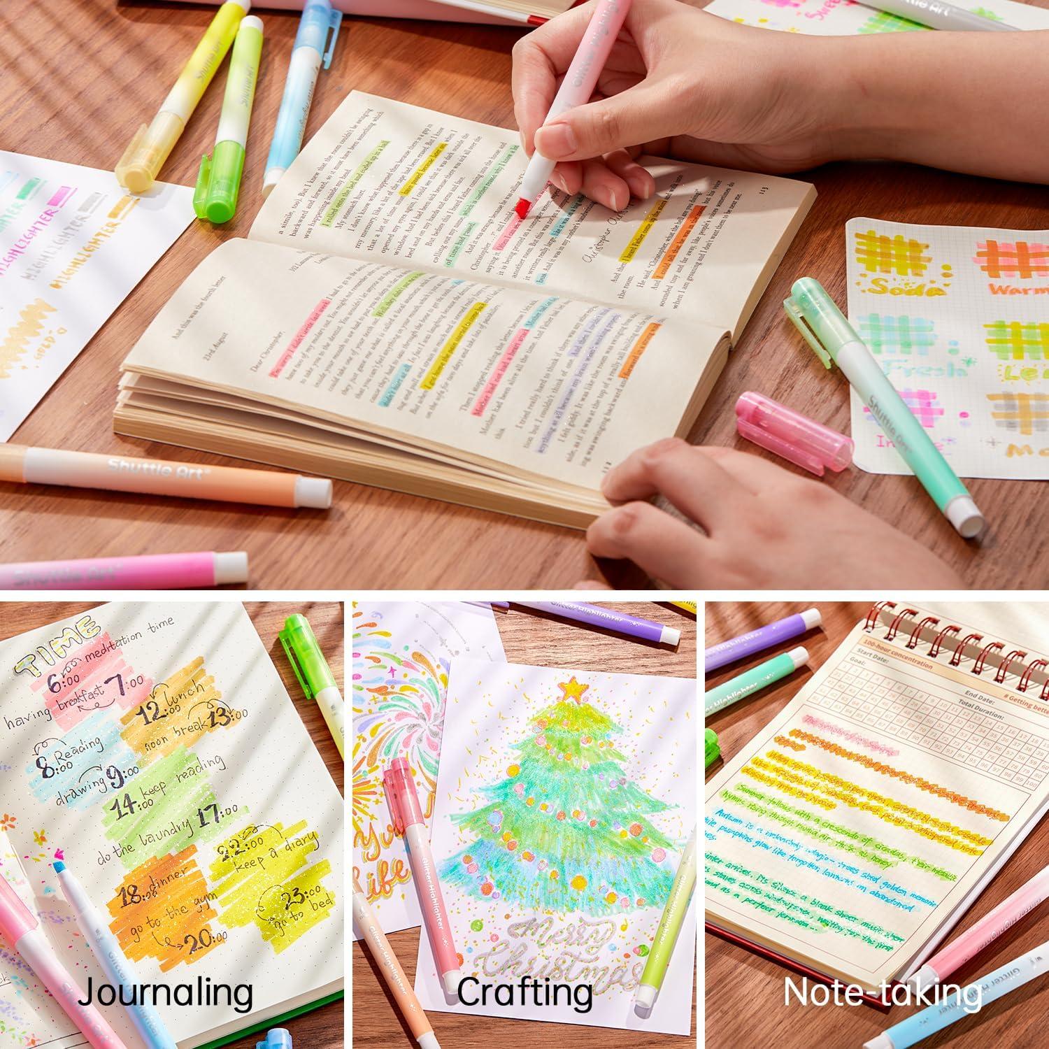 imageGlitter Highlighters Shuttle Art 10 Sparkle Colors Chisel Tip Fluorescent Markers QuickDry NonToxic Aesthetic Shimmer Highlighter Pens for Kids Teens Adults Perfect for School Office Art Supplies