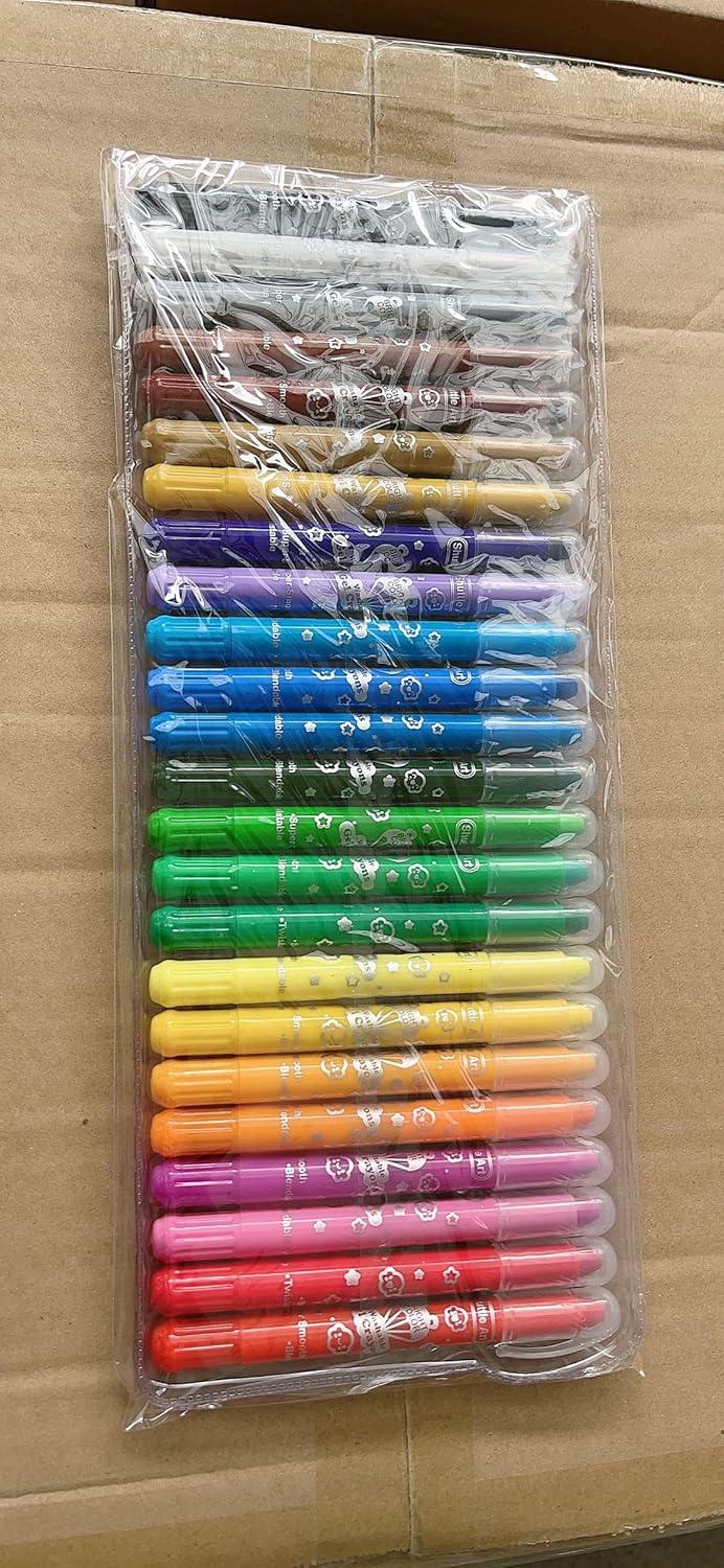 imageShuttle Art 24 Colors Gel Crayons for Toddlers NonToxic Crayons Set for Kids Children Coloring CrayonPastelWatercolor Effect Ideal for Paper