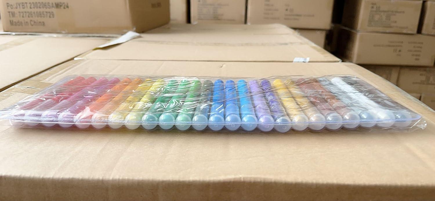 imageShuttle Art 24 Colors Gel Crayons for Toddlers NonToxic Crayons Set for Kids Children Coloring CrayonPastelWatercolor Effect Ideal for Paper