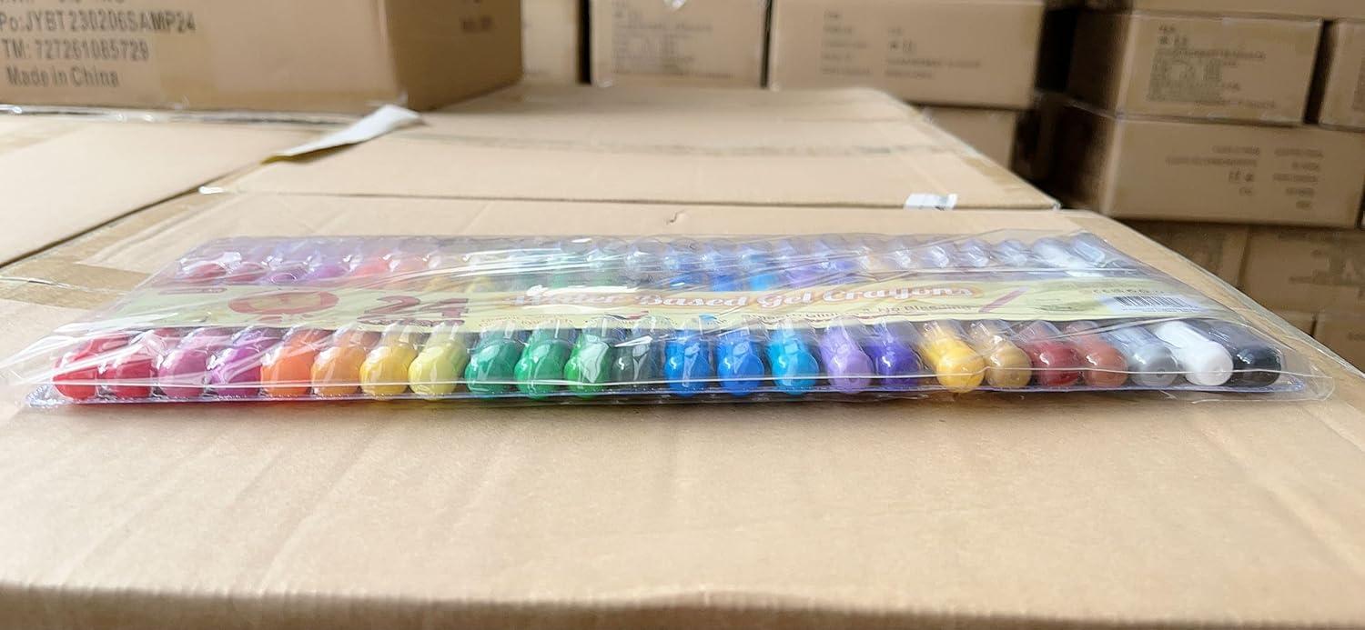 imageShuttle Art 24 Colors Gel Crayons for Toddlers NonToxic Crayons Set for Kids Children Coloring CrayonPastelWatercolor Effect Ideal for Paper