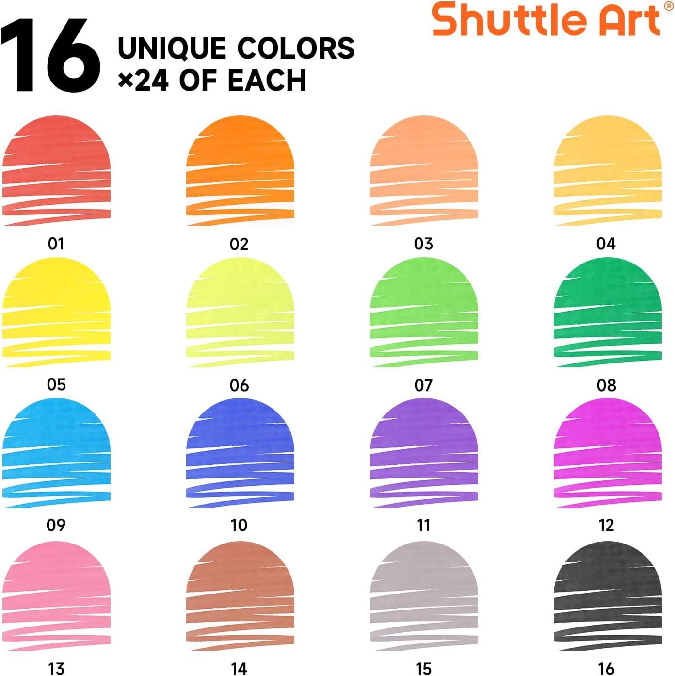 Shuttle Art 384 Pack Washable Super Tips Markers, 16 Assorted Colors ...