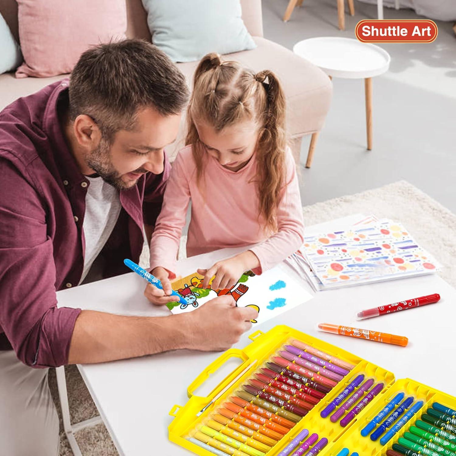 imageShuttle Art 48 Colors Gel Crayons for Toddlers NonToxic Crayons Set with 1 Brush and Foldable Case for Kids Children Coloring CrayonPastelWatercolor Effect Ideal for Window Paper Glass