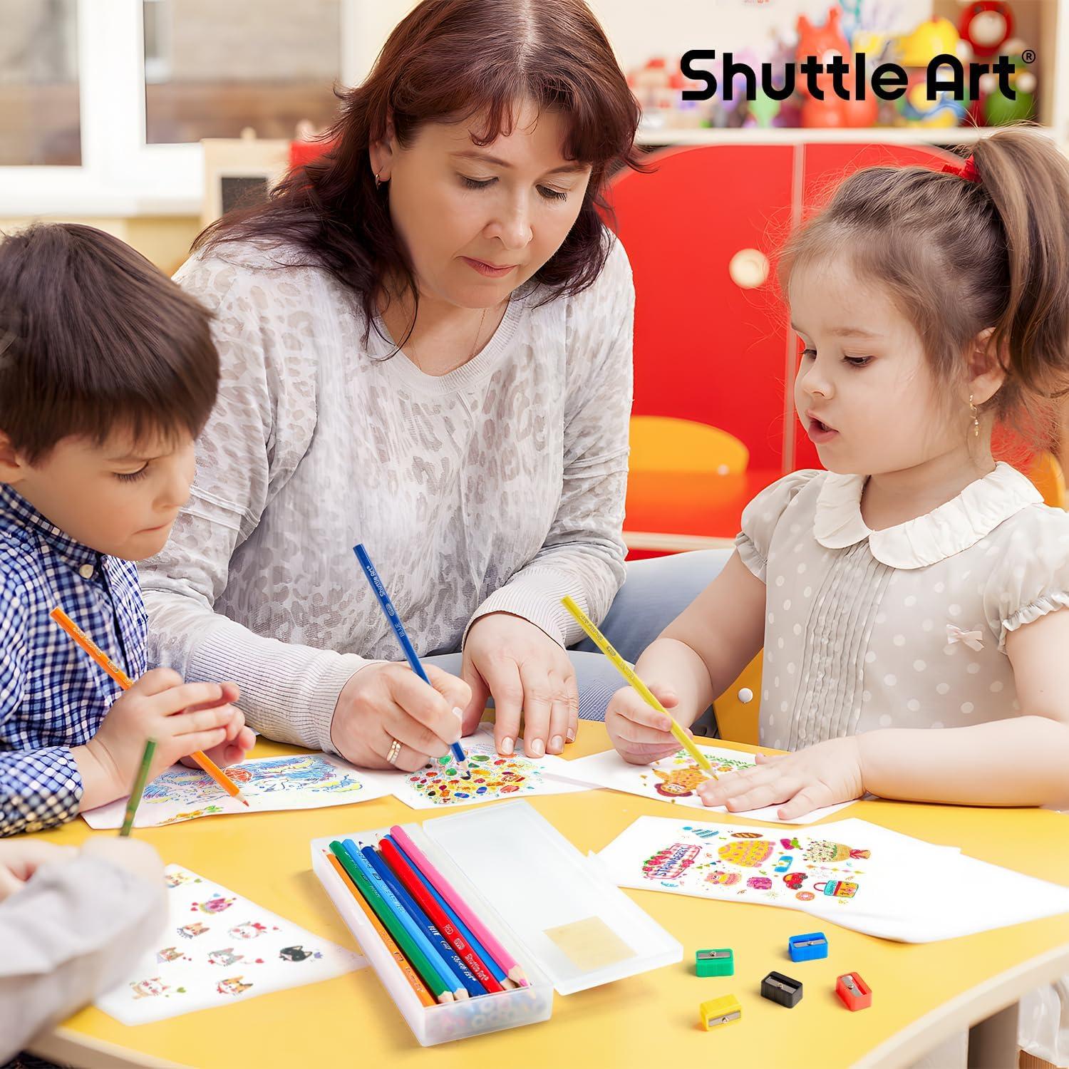 imageShuttle Art Colored Pencils Bulk 408 Pack Coloring Pencil Set Plus 20 Sharpeners 12 Assorted Colors Classroom Pack School Supplies