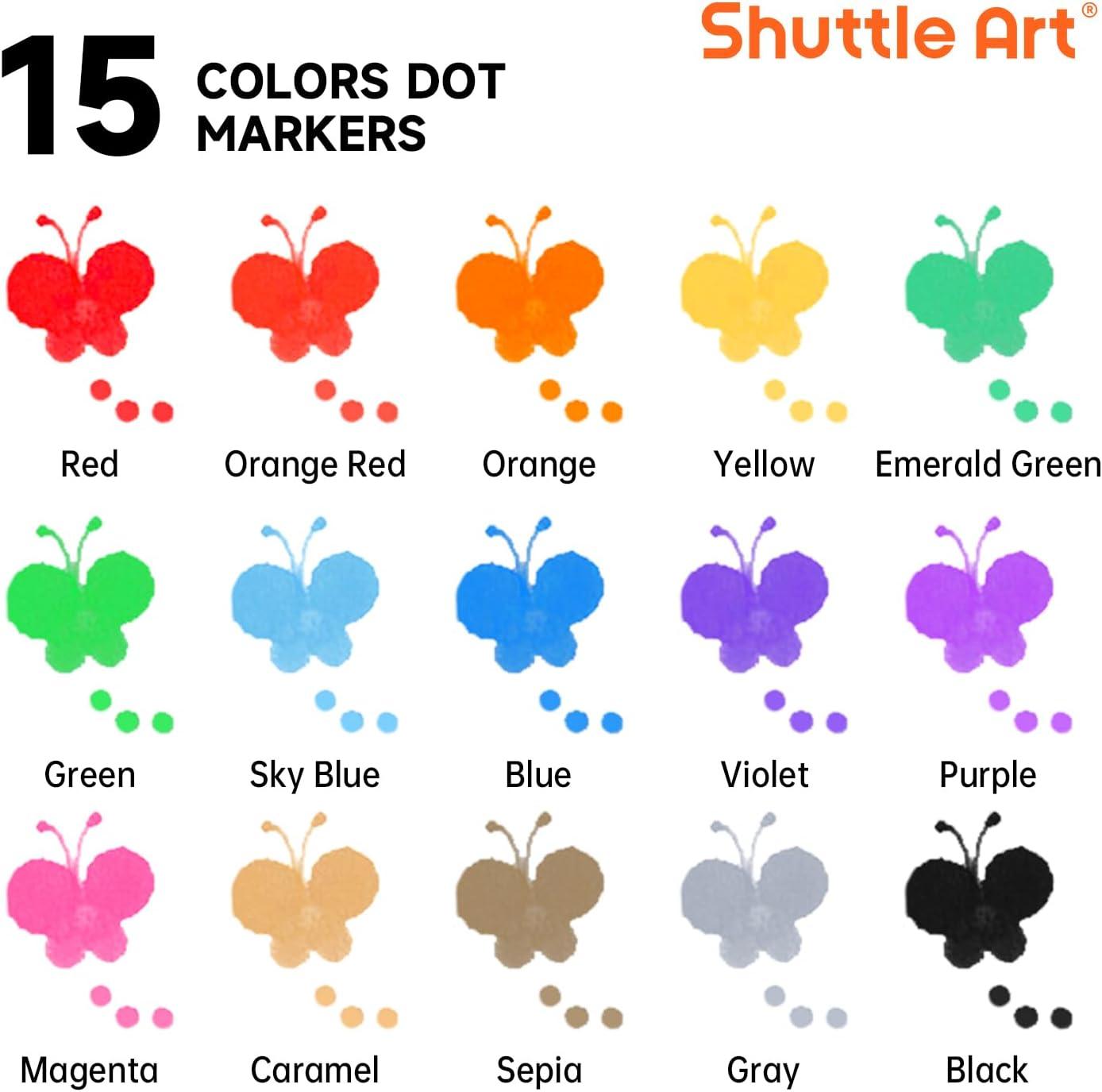 imageShuttle Art Dot Markers 15 Colors Washable Dot Markers for ToddlersBingo Daubers Supplies for Kids Preschool Children Non Toxic WaterBased Bingo Daubers