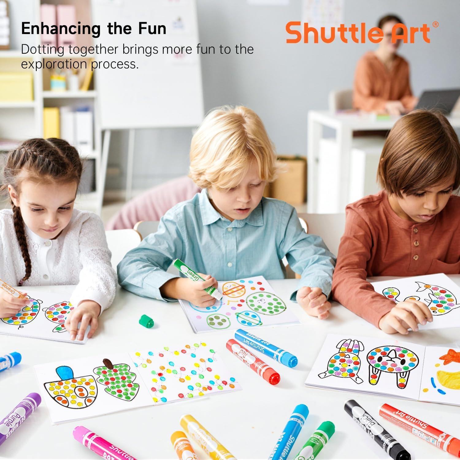 imageShuttle Art Dot Markers 15 Colors Washable Dot Markers for ToddlersBingo Daubers Supplies for Kids Preschool Children Non Toxic WaterBased Bingo Daubers