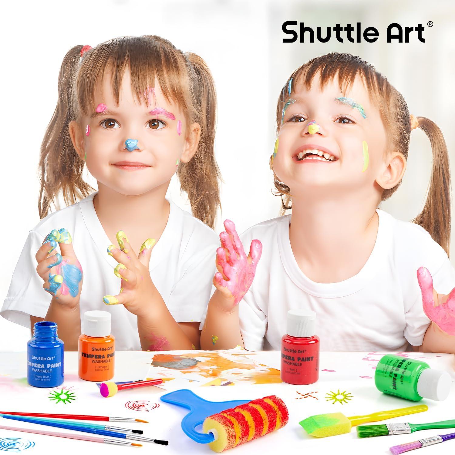imageShuttle Art Tempera Paint 30 Colors Washable Paint for Kids 2oz60ml Bottle Nontoxic for Toddlers with Glitter Metallic Neon Colors For Art Crafts and School Projects