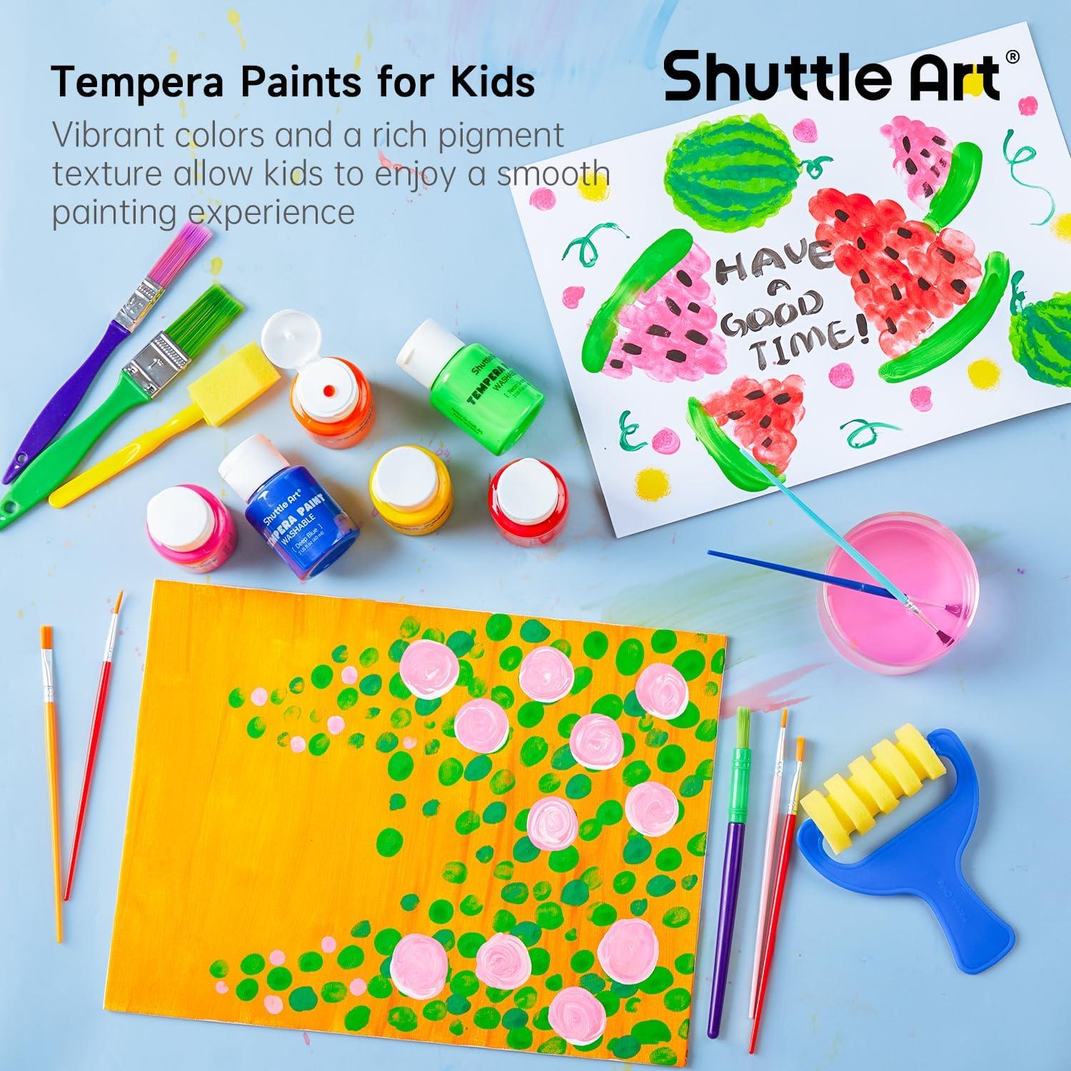 imageShuttle Art Tempera Paint 30 Colors Washable Paint for Kids 2oz60ml Bottle Nontoxic for Toddlers with Glitter Metallic Neon Colors For Art Crafts and School Projects