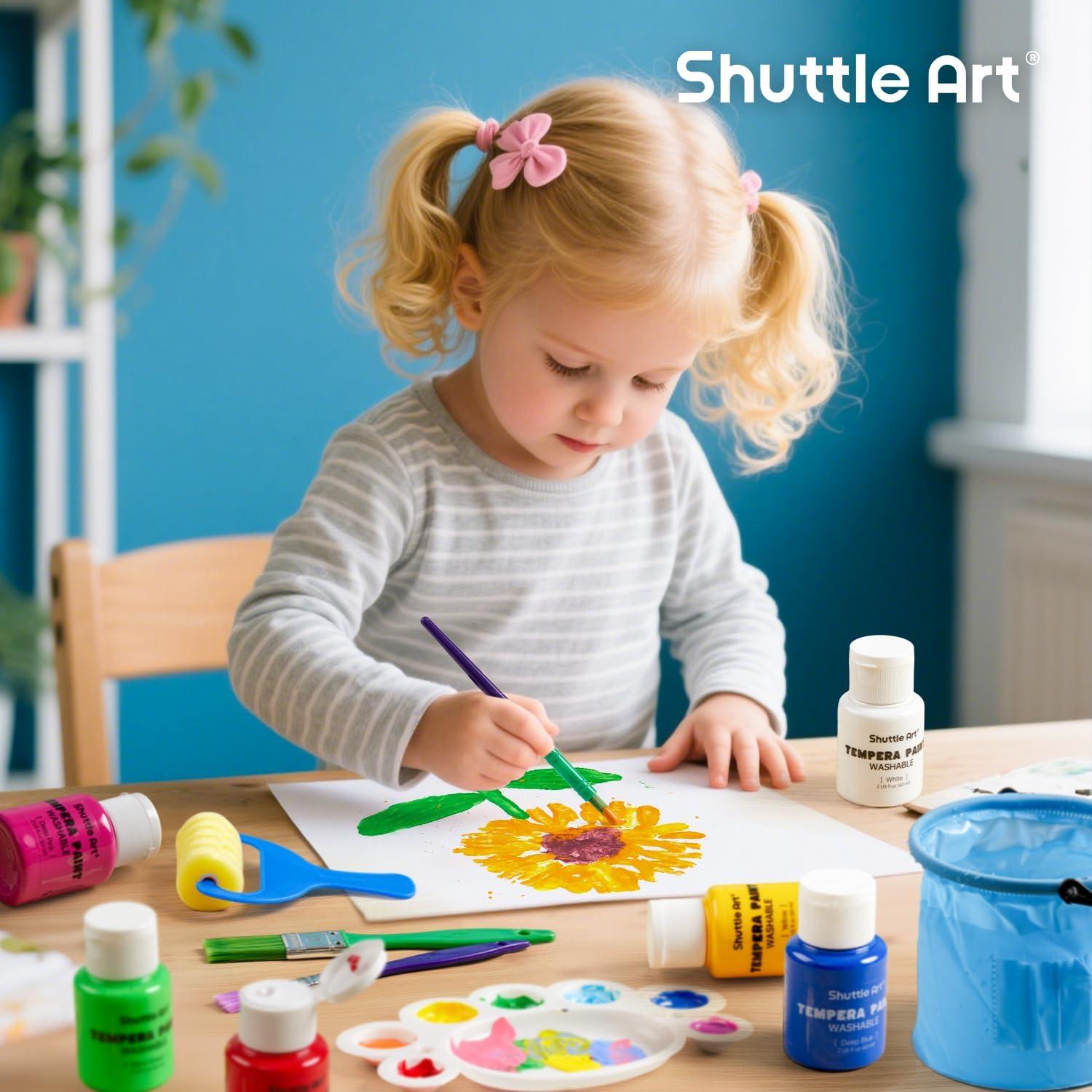 imageShuttle Art Tempera Paint 30 Colors Washable Paint for Kids 2oz60ml Bottle Nontoxic for Toddlers with Glitter Metallic Neon Colors For Art Crafts and School Projects