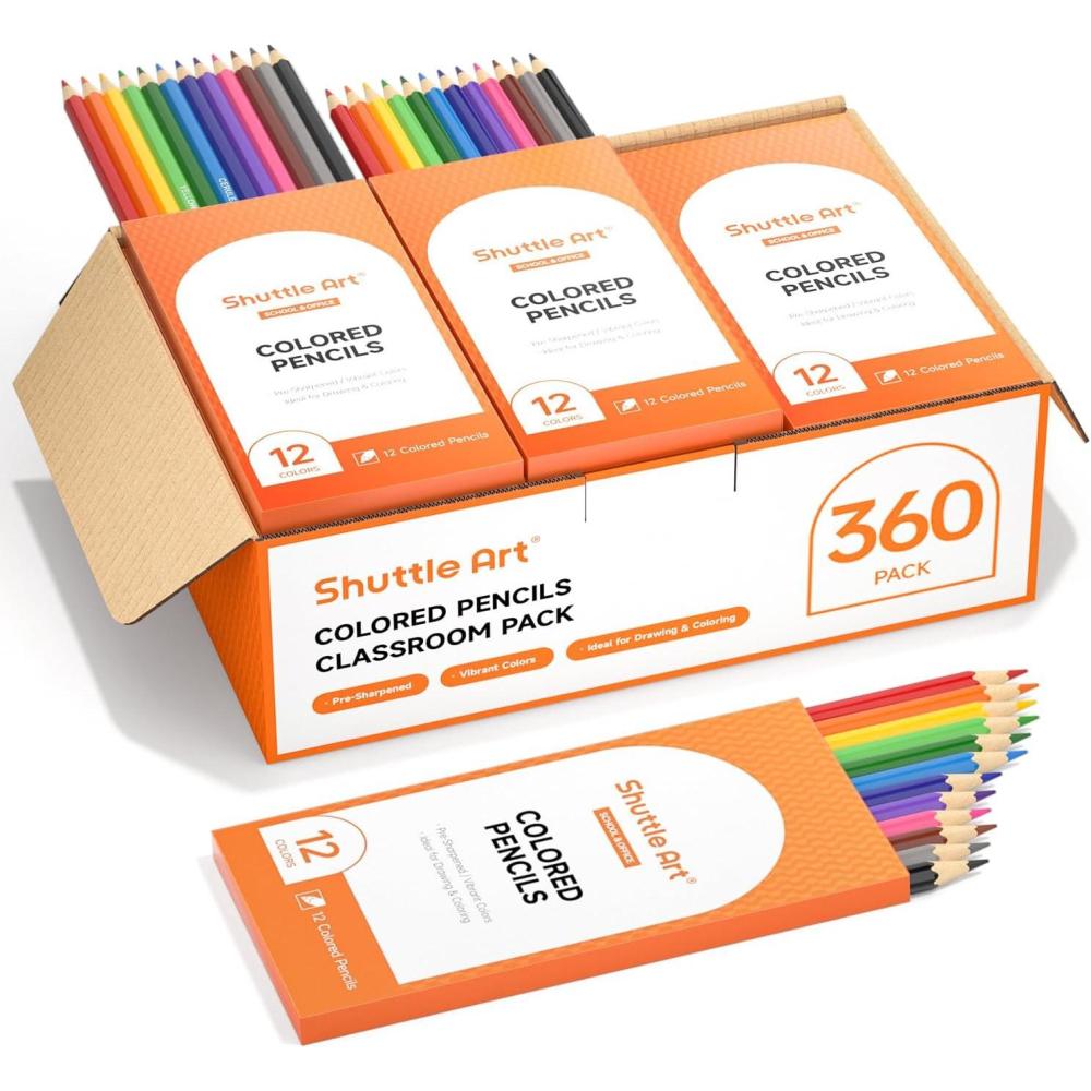 imageShuttle Art 360 PCS Colored Pencils Bulk 12 Assorted Colors Pack of 30 Breakresistant Presharpened Colored Pencils for Kids Bulk Pack School Supplies for Teachers ampamp Students