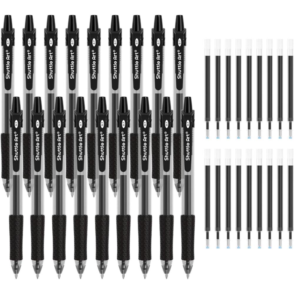 imageShuttle Art Black Gel Pens 36 Pack18 Gel Pens with 18 Refills Retractable Medium Point Rollerball Gel Ink Pens Smooth Writing with Comfortable Grip