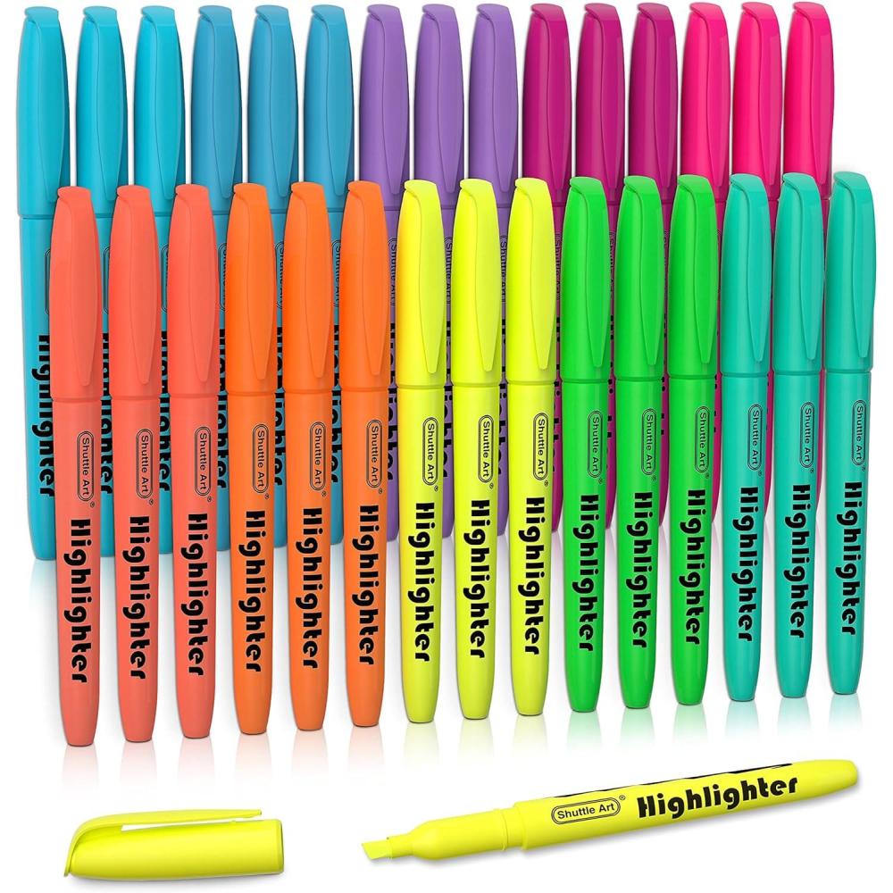 imageShuttle Art Highlighters 30 Pack Highlighters Assorted Colors 10 Colors Chisel Tip DryQuickly NonToxic Highlighter Markers for Adults Kids Highlighting in Home School Office