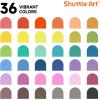 Shuttle Art 36 Colors Fabric Markers, Permanent Shirt Markers for Clothes Sneakers Jeans with 11 Stencils 1 Fabric Sheet, Fabric Pens for Kids Adult Painting Writing