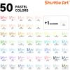 Shuttle Art Pastel Alcohol Markers Brush tip, Dual Tip Brush & Fine Tip Art Marker Set, 50 Colors plus 1 Blender Marker Pens with Case Perfect for Illustration Kids Students Adults Coloring Sketching
