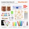 Wood Slices Kit, Shuttle Art 35 PCS Unfinished Natural Wood Slices with Pre-Drilled Hole, Acrylic Paint, Permanent Markers, Jute Twine, DIY Craft for Kids Adults Holiday Decoration Christmas Ornaments(Glow in the Dark)
