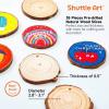 Wood Slices Kit, Shuttle Art 35 PCS Unfinished Natural Wood Slices with Pre-Drilled Hole, Acrylic Paint, Permanent Markers, Jute Twine, DIY Craft for Kids Adults Holiday Decoration Christmas Ornaments(Regular)