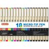 Shuttle Art 18-Pack Micro-line Pens – 11 Waterproof Archival Ink Colors in 0.3MM Felt Tip & 7 Blacks in 0.15-0.5MM For Journaling, Illustrating & Drawing