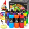 Shuttle Art Outdoor Acrylic Paint Set, 12 Colors Waterproof Paint, 8.45oz/250ml Large Bottles, Rich Pigmented Bulk Painting Supplies for Artists, Beginners on Rocks, Wood, Wall, Crafts, Garden Statues