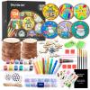 Wood Slices Kit, Shuttle Art 35 PCS Unfinished Natural Wood Slices with Pre-Drilled Hole, Acrylic Paint, Permanent Markers, Jute Twine, DIY Craft for Kids Adults Holiday Decoration Christmas Ornaments(Glow in the Dark)