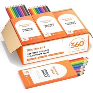 Shuttle Art 360 PCS Colored Pencils Bulk, 12 Assorted Colors, Pack of 30, Break-resistant, Pre-sharpened Colored Pencils for Kids, Bulk Pack School Supplies for Teachers & Students