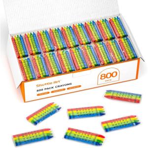 Shuttle Art Crayons Bulk Set – 200 Packs of 4 Assorted Colors (Total 800 Pieces), Non-Toxic Crayons Individual Packs for Party Favors, Restaurants, School Supplies for Teachers(800)