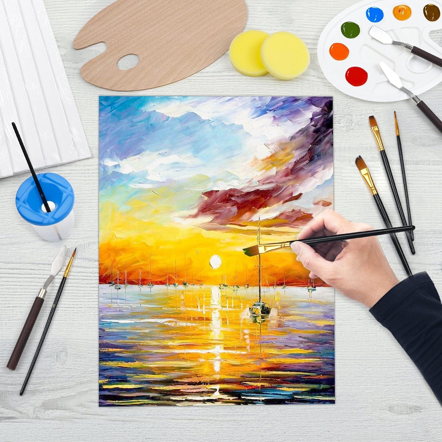 image50 Pack Canvas Painting Kit Shuttle Art Painting Supplies with 28 Multi Sizes Canvas Boards for Painting and 22 Tools including Paint Brushes Palette Painting Knives for Acrylic Oil Gouache Paint