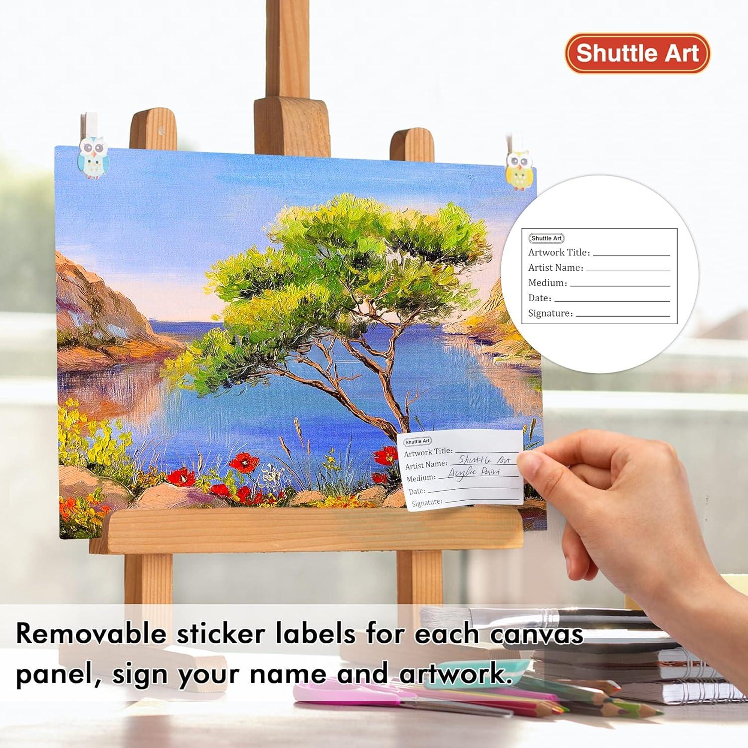 image50 Pack Canvas Painting Kit Shuttle Art Painting Supplies with 28 Multi Sizes Canvas Boards for Painting and 22 Tools including Paint Brushes Palette Painting Knives for Acrylic Oil Gouache Paint