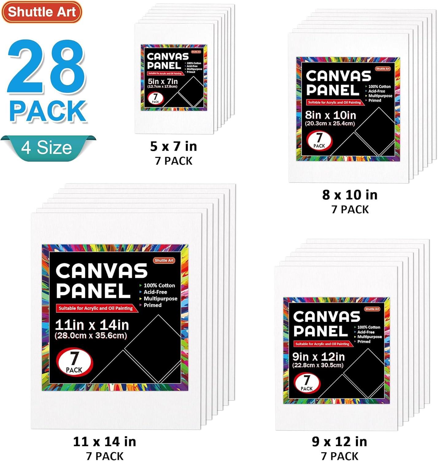 image50 Pack Canvas Painting Kit Shuttle Art Painting Supplies with 28 Multi Sizes Canvas Boards for Painting and 22 Tools including Paint Brushes Palette Painting Knives for Acrylic Oil Gouache Paint