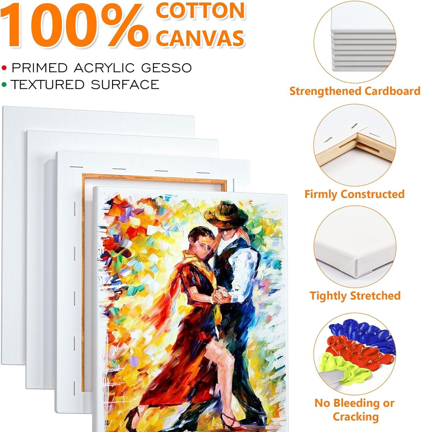 imageCanvases for Painting Shuttle Art 34 Pack Multi Sizes Stretched Canvas and Canvas Panels 5x7 8x10 9x12 11x14 100 Cotton Primed Canvas Boards for Painting Blank Canvas for Acrylic Oil Paint