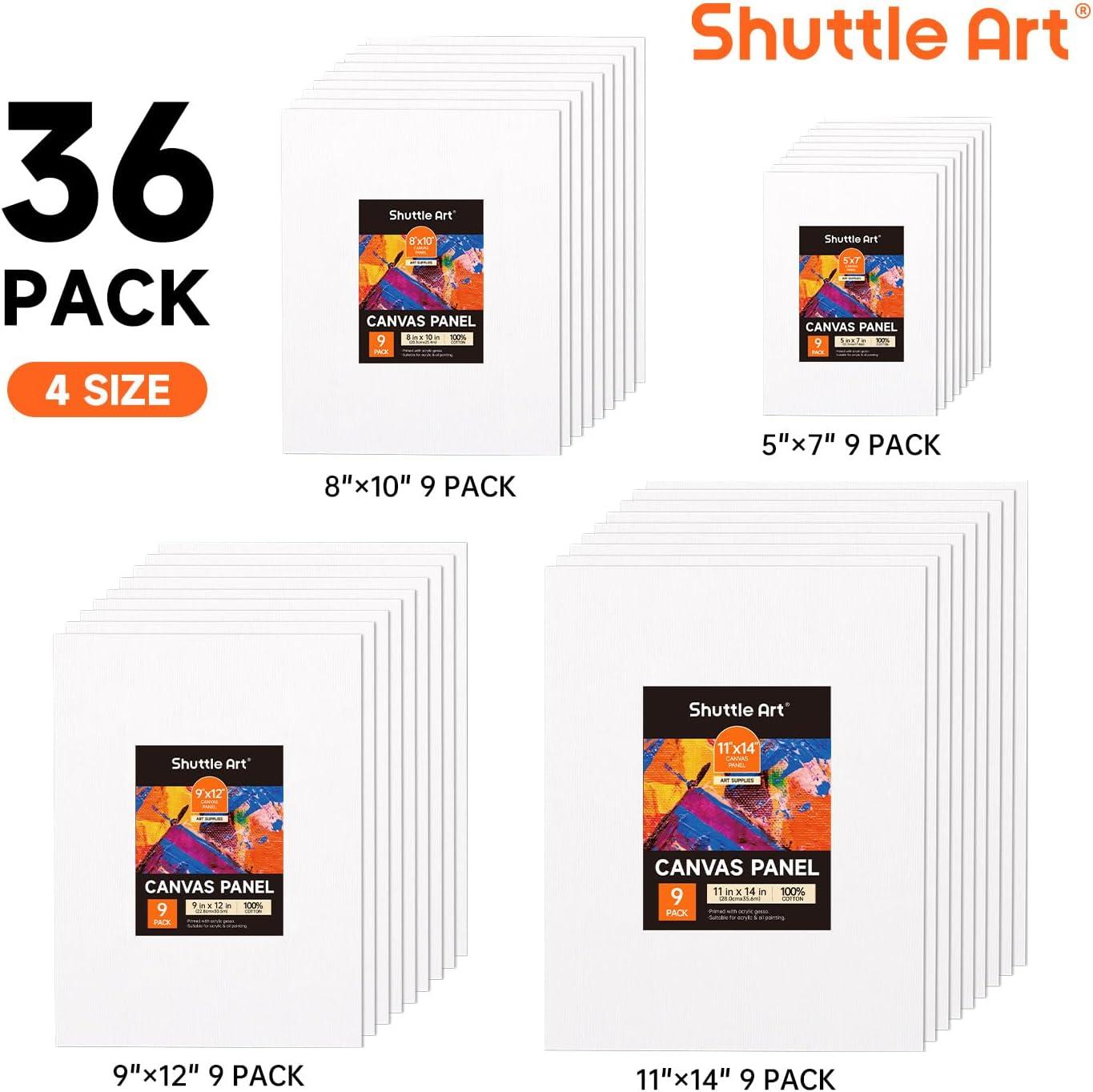 imageShuttle Art Painting Canvas Panels 36 Pack 5x7 8x10in 18 of Each 100 Cotton Primed White Canvas Boards for Painting Blank Canvases for Kids Adults ampamp Artists for Acrylic and Oil Painting36 Pack  9 of Each 5x7  8x10  9x12  11x14 inch
