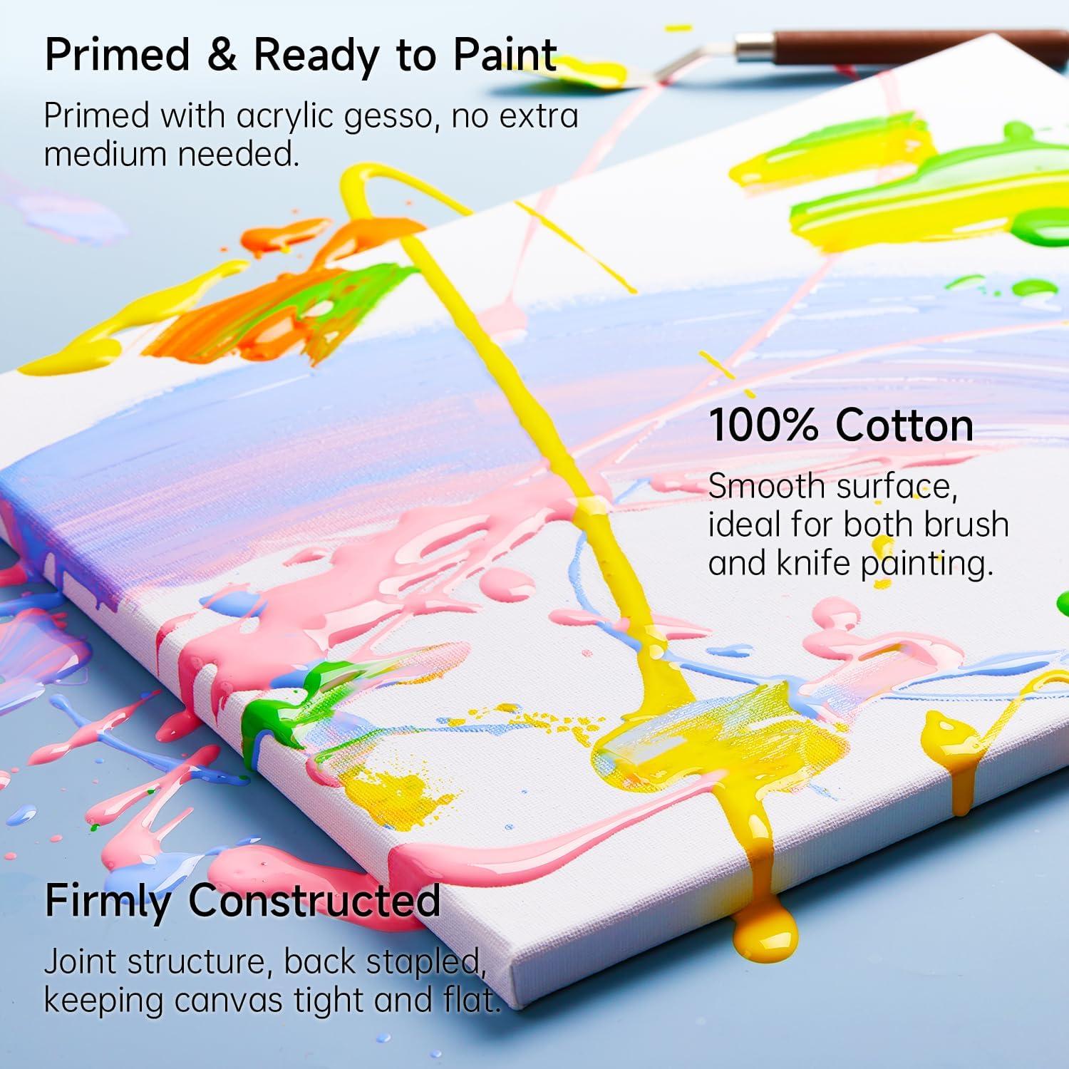 imageShuttle Art Stretched Canvas 12 Pack 11 x 14 Inch Canvases for Painting 100 Cotton Primed White Premium Painting Canvas for Beginners and Artists for Acrylic Oil Acrylic Pouring Painting12 Pack 11x14