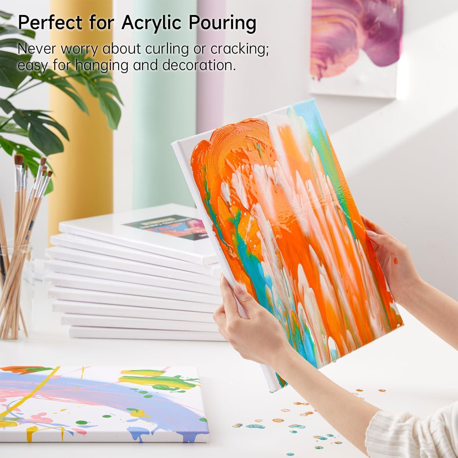 imageShuttle Art Stretched Canvas 12 Pack 11 x 14 Inch Canvases for Painting 100 Cotton Primed White Premium Painting Canvas for Beginners and Artists for Acrylic Oil Acrylic Pouring Painting12 Pack 11x14