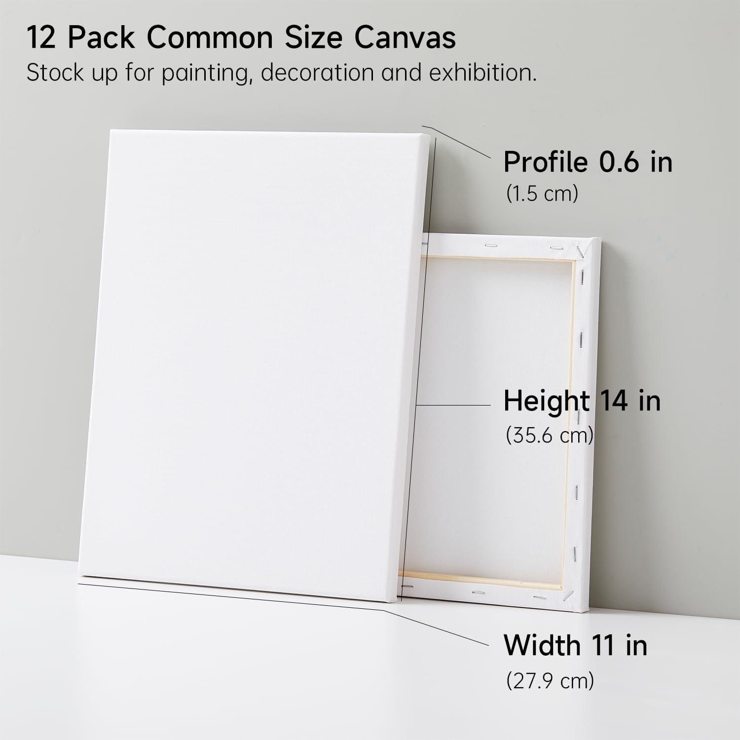 imageShuttle Art Stretched Canvas 12 Pack 11 x 14 Inch Canvases for Painting 100 Cotton Primed White Premium Painting Canvas for Beginners and Artists for Acrylic Oil Acrylic Pouring Painting12 Pack 11x14