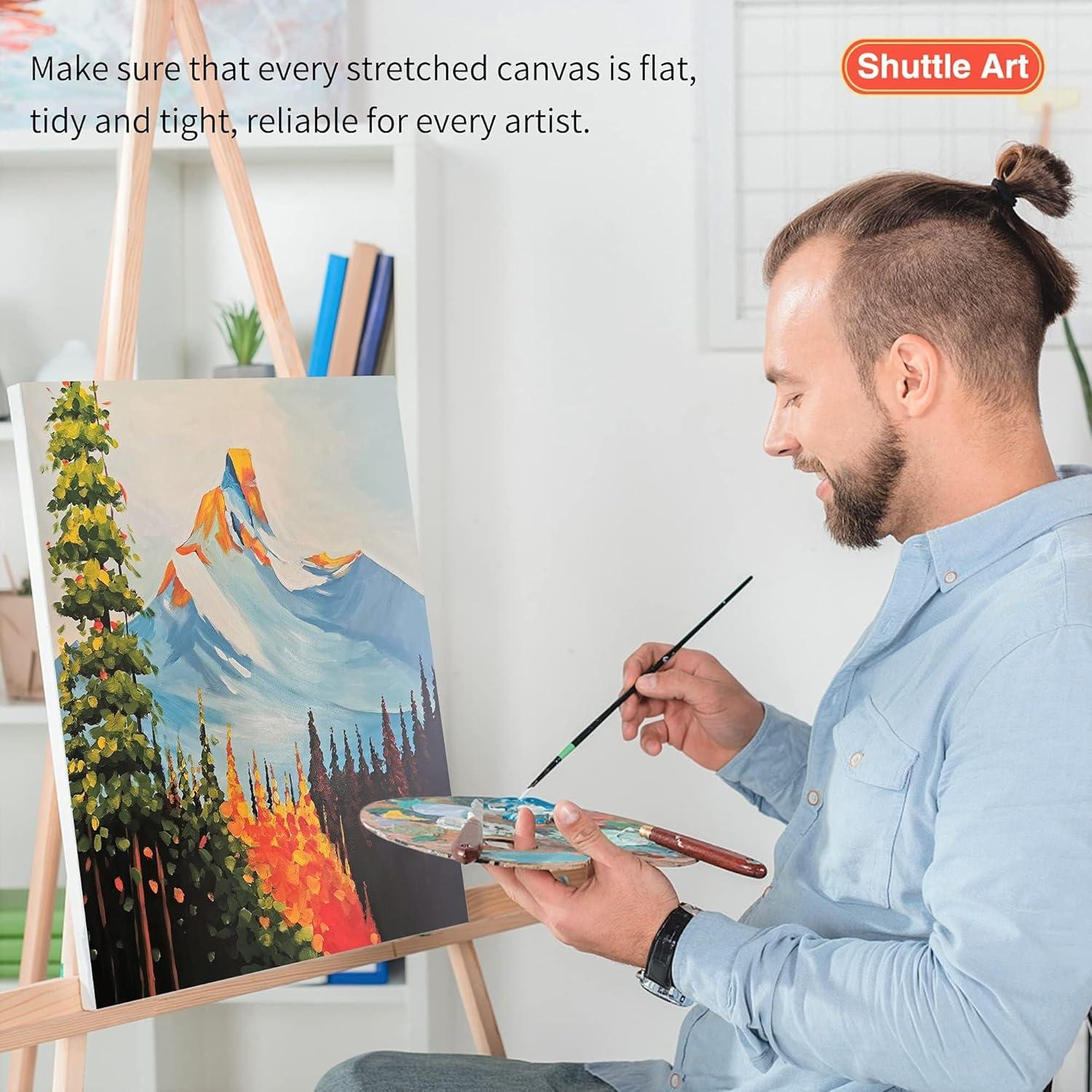 imageShuttle Art Stretched Canvas 12 Pack 11 x 14 Inch Canvases for Painting 100 Cotton Primed White Premium Painting Canvas for Beginners and Artists for Acrylic Oil Acrylic Pouring Painting15 Multi Pack4x4  5x7  8x10  9x12  11x14