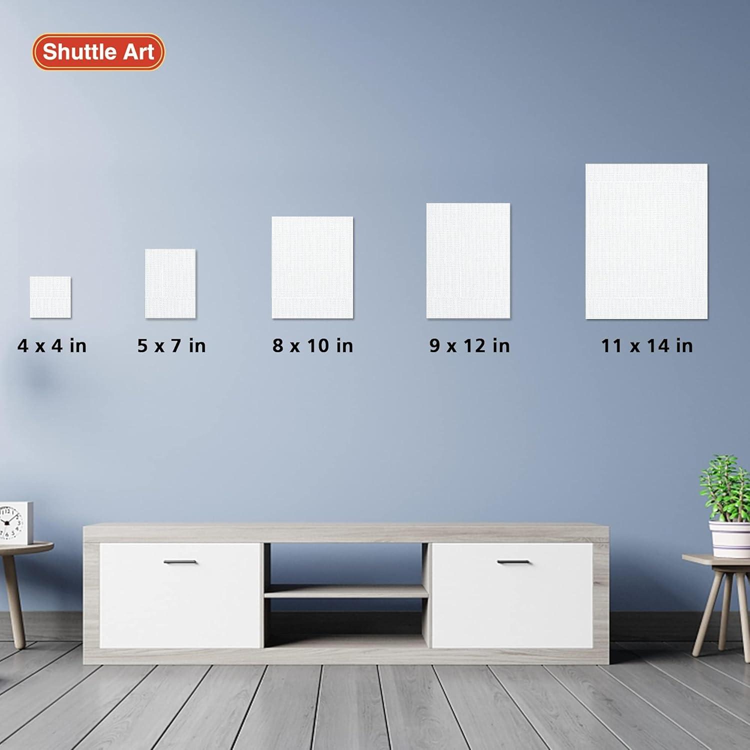 imageShuttle Art Stretched Canvas 12 Pack 11 x 14 Inch Canvases for Painting 100 Cotton Primed White Premium Painting Canvas for Beginners and Artists for Acrylic Oil Acrylic Pouring Painting15 Multi Pack4x4  5x7  8x10  9x12  11x14