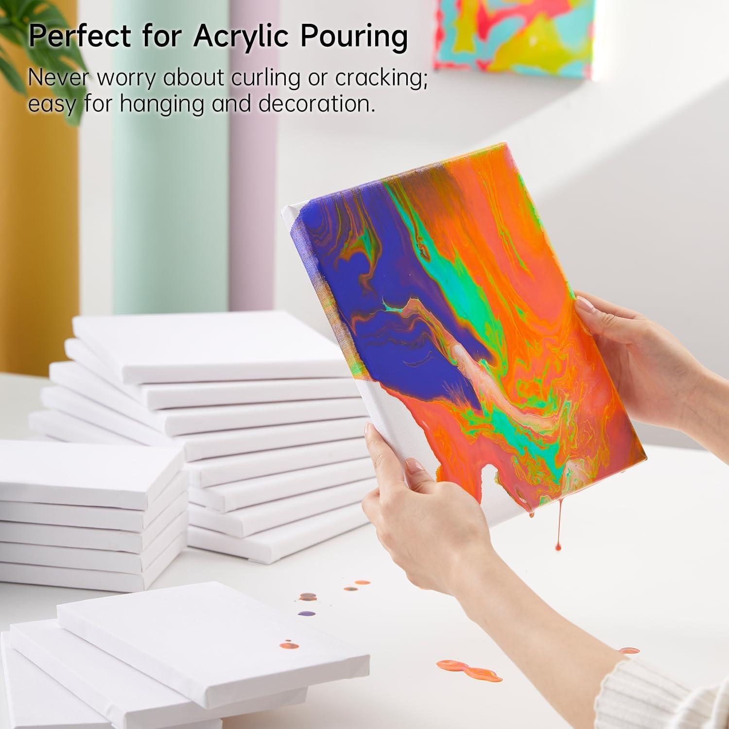 imageShuttle Art Stretched Canvas 12 Pack 11 x 14 Inch Canvases for Painting 100 Cotton Primed White Premium Painting Canvas for Beginners and Artists for Acrylic Oil Acrylic Pouring Painting20 Multi Pack5x7  8x10