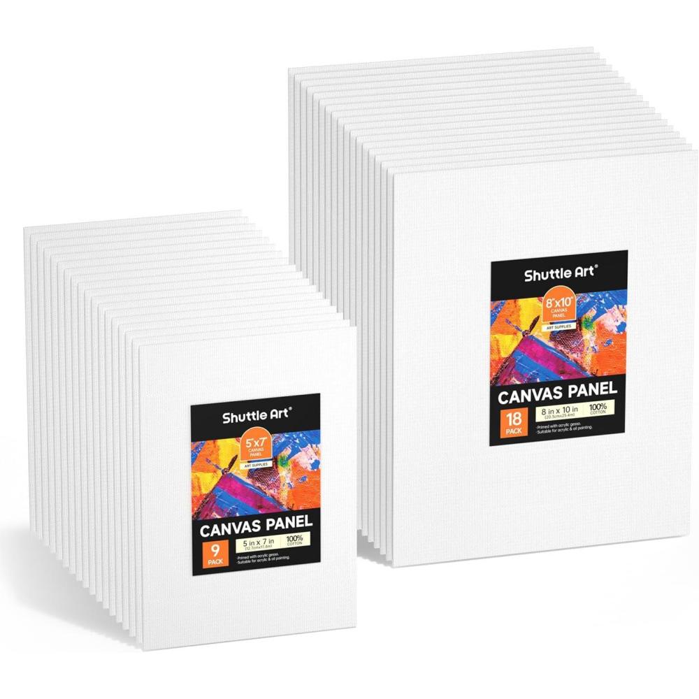 imageShuttle Art Painting Canvas Panels 36 Pack 5x7 8x10in 18 of Each 100 Cotton Primed White Canvas Boards for Painting Blank Canvases for Kids Adults ampamp Artists for Acrylic and Oil Painting36 Pack  18 of Each 5x7  8x10 inch