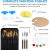50 Pack Canvas Painting Kit, Shuttle Art Painting Supplies with 28 Multi Sizes Canvas Boards for Painting and 22 Tools including Paint Brushes, Palette, Painting Knives for Acrylic, Oil, Gouache Paint
