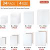 Canvases for Painting, Shuttle Art 34 Pack Multi Sizes Stretched Canvas and Canvas Panels, 5×7”, 8×10”, 9×12”, 11×14”, 100% Cotton Primed Canvas Boards for Painting, Blank Canvas for Acrylic Oil Paint