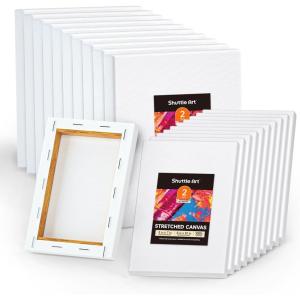 Shuttle Art Stretched Canvas, 12 Pack 11 x 14 Inch Canvases for Painting, 100% Cotton, Primed White, Premium Painting Canvas for Beginners and Artists for Acrylic, Oil, Acrylic Pouring Painting(20 Multi Pack-5×7″  8×10″)