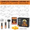 Shuttle Art 29PCS Halloween Pumpkin Carving Kit, 22 PCS Stainless Steel Pumpkin Carving Stencils with 4 Electronic Candles & 3 Carving Tools, Easy Safe Fun and Durable for Kids Adults Pumpkin Carving