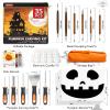 Shuttle Art 35 PCS Halloween Pumpkin Carving Kit, 11 PCS Professional Stainless Steel Pumpkin Carving Tools with 10 Stencils and 12 Electronic Candles, Safe, Fun and Durable for Kids Adults Carving