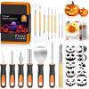 25 PCS Halloween Pumpkin Carving Kit, Shuttle Art 15 PCS Professional Premium Quality Stainless Steel Pumpkin Carving Tools with 10 Pumpkin Stencils Carrying Case for Kids Adults Sculpting and Carving
