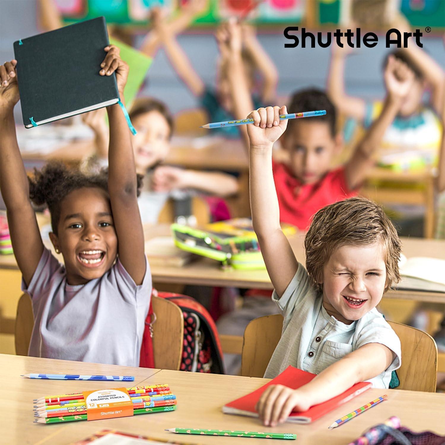 imageShuttle Art Assorted Colorful Pencils 180 Pack Kids Pencil Bulk with 12 Designs 2 HB Presharpened Awards and Incentive Pencils for Kids School Home Party easter pencils bulk
