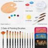Shuttle Art 170 Pcs Artist Painting Set, Deluxe Art Set with Paint, Aluminum and Wooden Easels, Canvas, Paper Pads, Brushes and Other Art Supplies, Complete Painting Kit for Adults, Kids and Artists