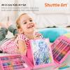 Shuttle Art 335 Piece Kids Art Set, Multi-Media Art Supplies, Gift Art Kit with Trifold Easel, 2 Drawing Pads, 2 Coloring Books, Oil Pastels, Crayons, Watercolors, Markers, Colored Pencils (Pink)(Pink-335 Piece)