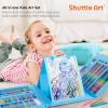 Shuttle Art 335 Piece Kids Art Set, Multi-Media Art Supplies, Gift Art Kit with Trifold Easel, 2 Drawing Pads, 2 Coloring Books, Oil Pastels, Crayons, Watercolors, Markers, Colored Pencils (Pink)(Blue-335 Piece)