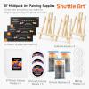 Shuttle Art 69 Pack Acrylic Paint Set, Painting Set with 2 Pack of 15 Colors Acrylic Paint, 3 Sets of Wooden Easels, Canvas, Brushes & Palettes, Art Painting Supplies for Kids Adults Beginner(87 Pack)